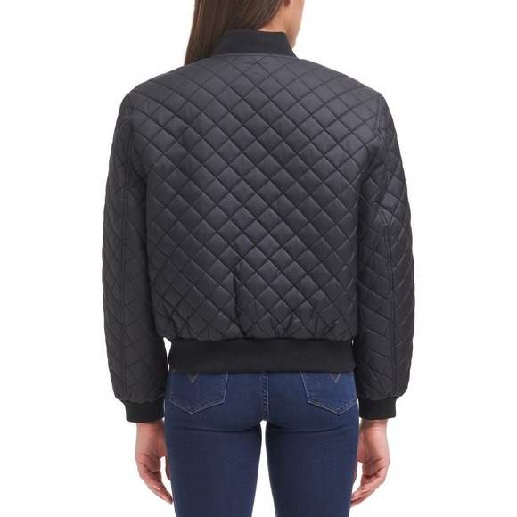 Levi's‎ Women's Black Quilted Bomber Jacket Sherpa Lined Snap Front Size Small - Picture 11 of 14